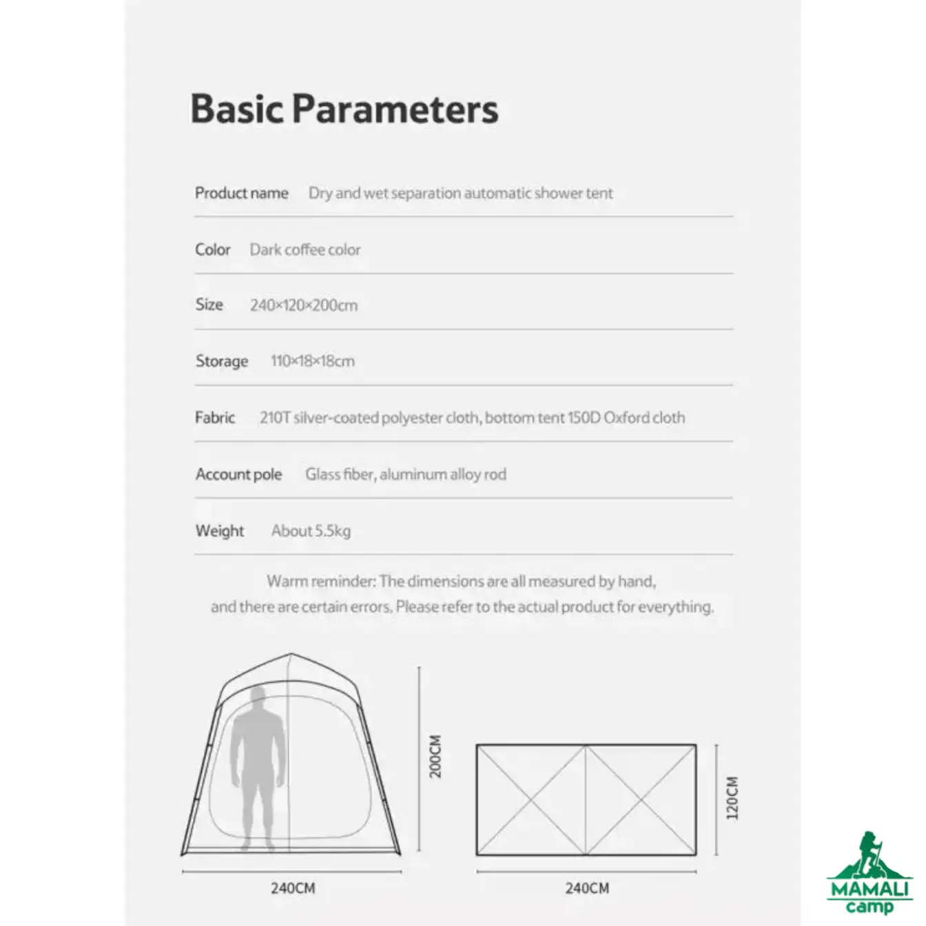 چادر حمام 2 کابین نیچرهایک مدل NH22ZP006 اورجینال
