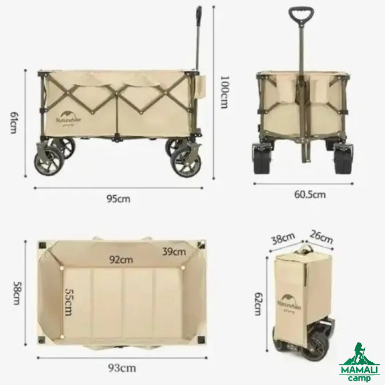 چرخ دستی تاشو TC02 نیچرهایک مدل NH20PJ005 اورجینال