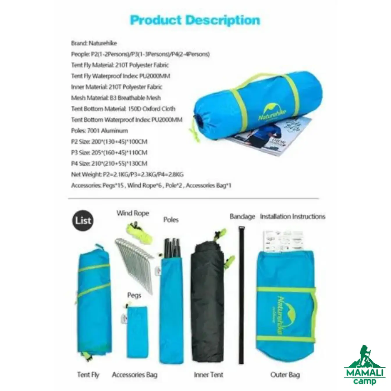 چادر دوپوش 2 نفره نیچرهایک NH18Z022-P اورجینال