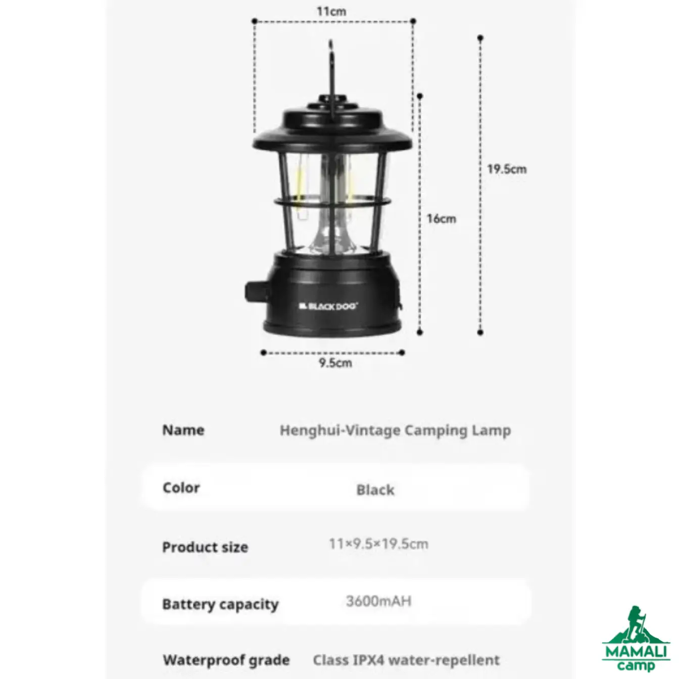 چراغ رترو مینی بلک داگ مدل CBD2450ZM021 اورجینال