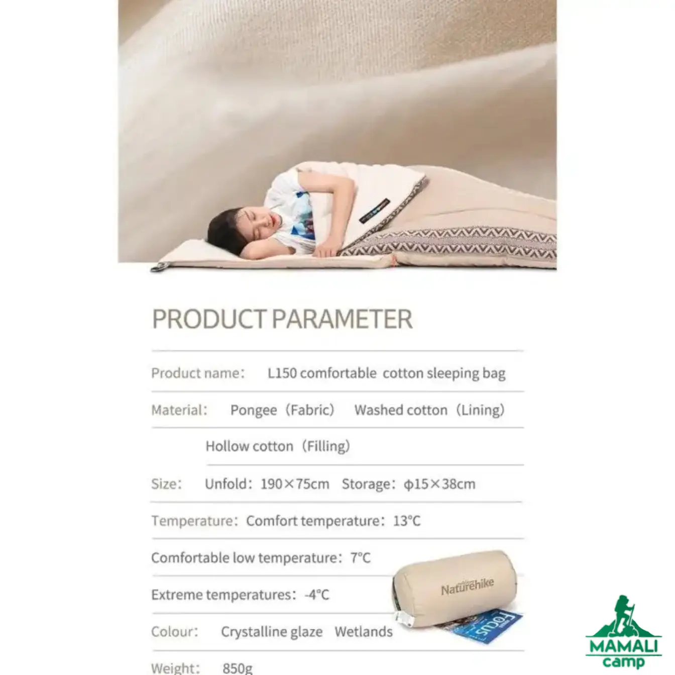 کیسه خواب الیاف نیچرهایک L150 مدل NH20MSD05 