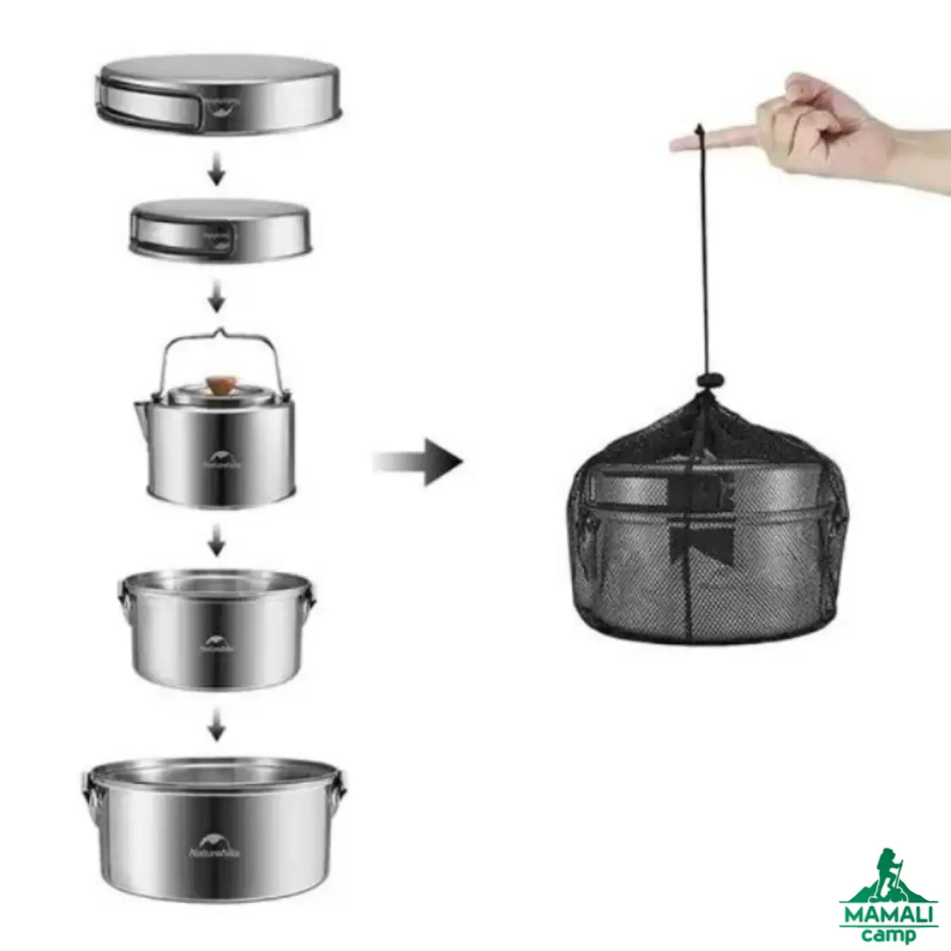 ست ظروف استیل نیچرهایک مدل NH22CJ005