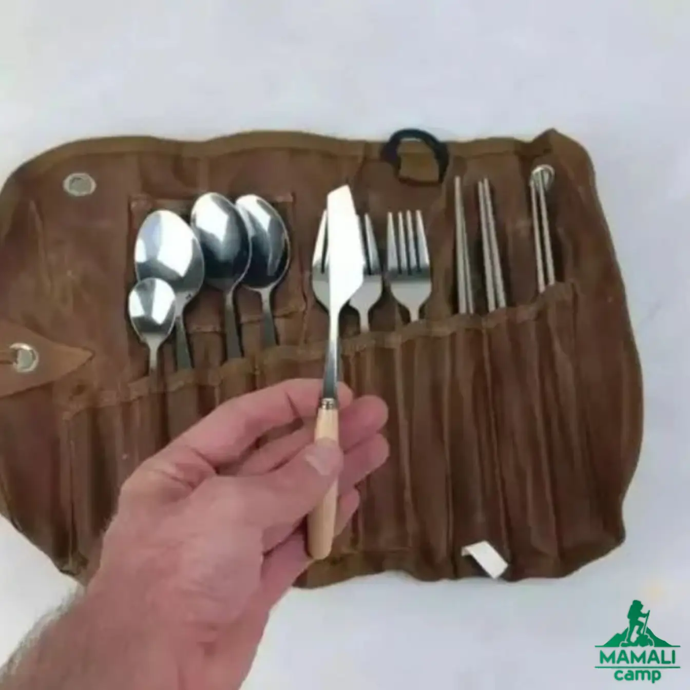 ست قاشق چنگال 3 نفره با کیف چرمی ماونتین هایکر مدل SZK453