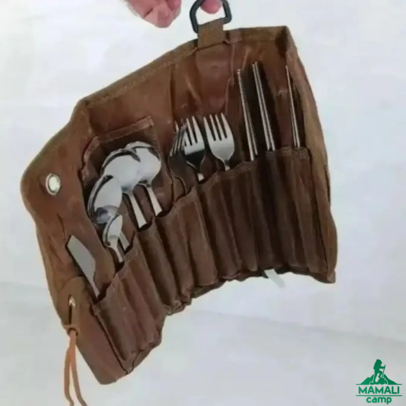 ست قاشق چنگال 3 نفره با کیف چرمی ماونتین هایکر مدل SZK453