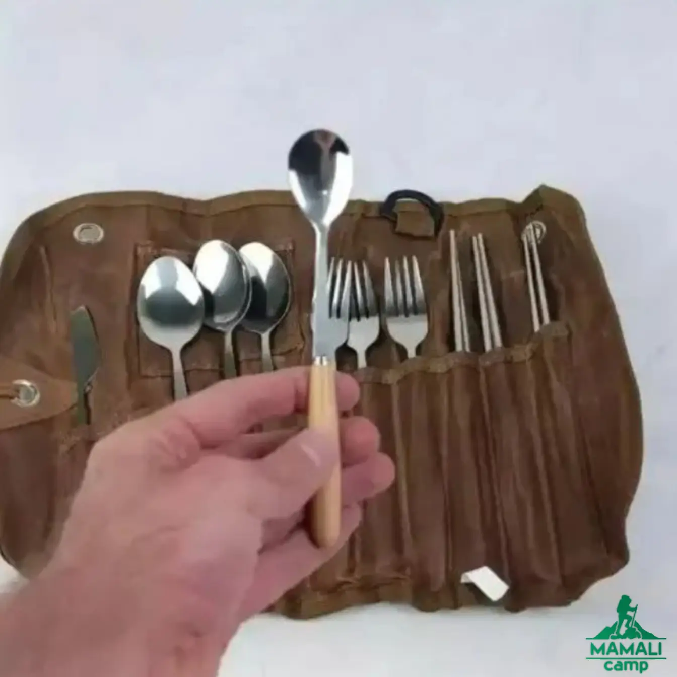 ست قاشق چنگال 3 نفره با کیف چرمی ماونتین هایکر مدل SZK453
