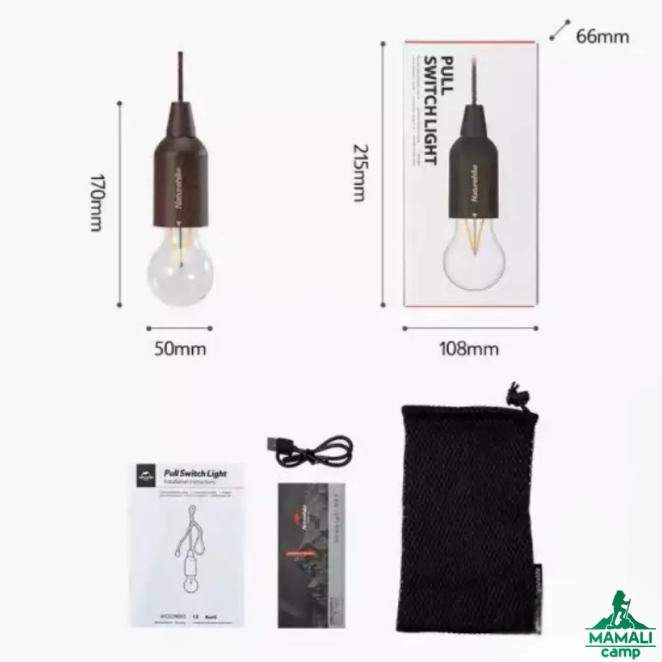 چراغ آویز حبابی شارژی نیچرهایک مدل NH21ZM002 اورجینال